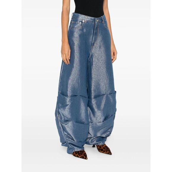 Ganni Blue Denim - Wide-Leg Jeans Women - Picture 2 of 5